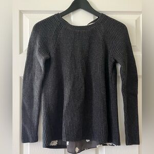 LOFT Grey Crew Neck Ribbed Sweater